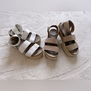 **SANDALS BUNDLE** Cushionaire Espadrille Tan White Platform Sandals Size 7